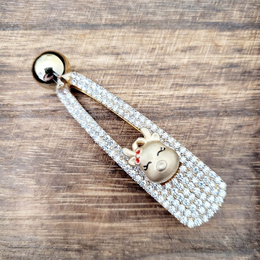 2/$20 Brand New Gold Tone Rhinestone Deer Hair Clip